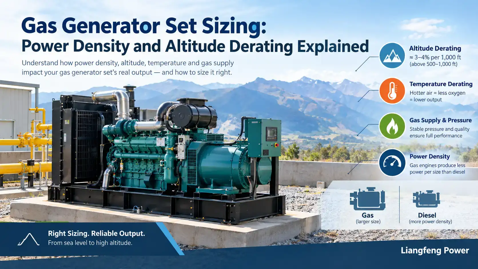 Gas Generator Set Sizing and Altitude Derating