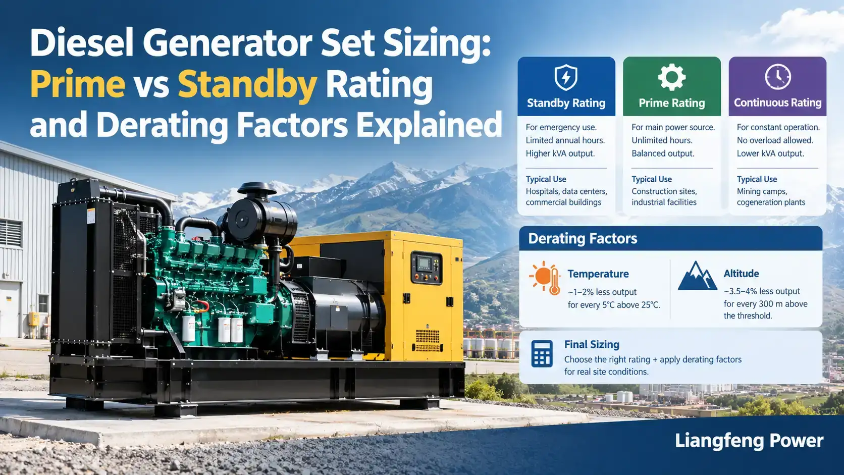 Diesel Generator Set Sizing for Prime and Standby Ratings